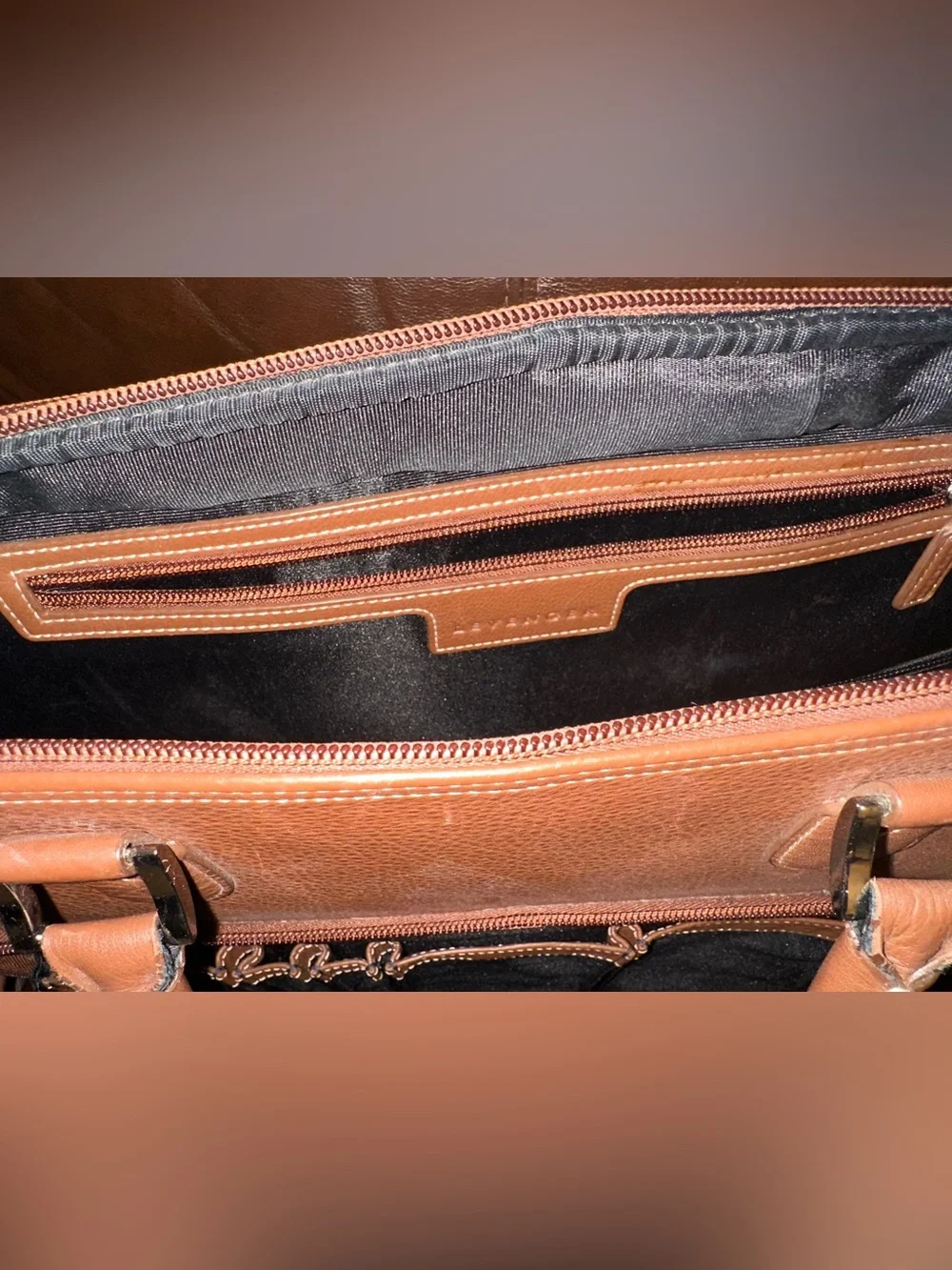 Levenger Men's Leather Satchel/Briefcase in Tan Brown